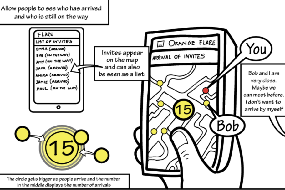 A mobile app displays a map showing routes and locations for users.